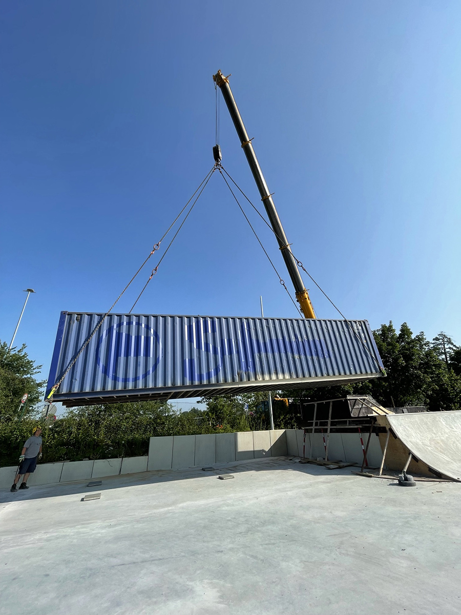 Unterschleißheim Lohhof - Skatepark Baufortschritt Container 210729